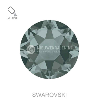 Swarovski plakstenen Non Hotfix SS16 Black Diamond (215) – luxe flatback kristallen zonder lijmlaag in een elegante subtiele grijze tint.