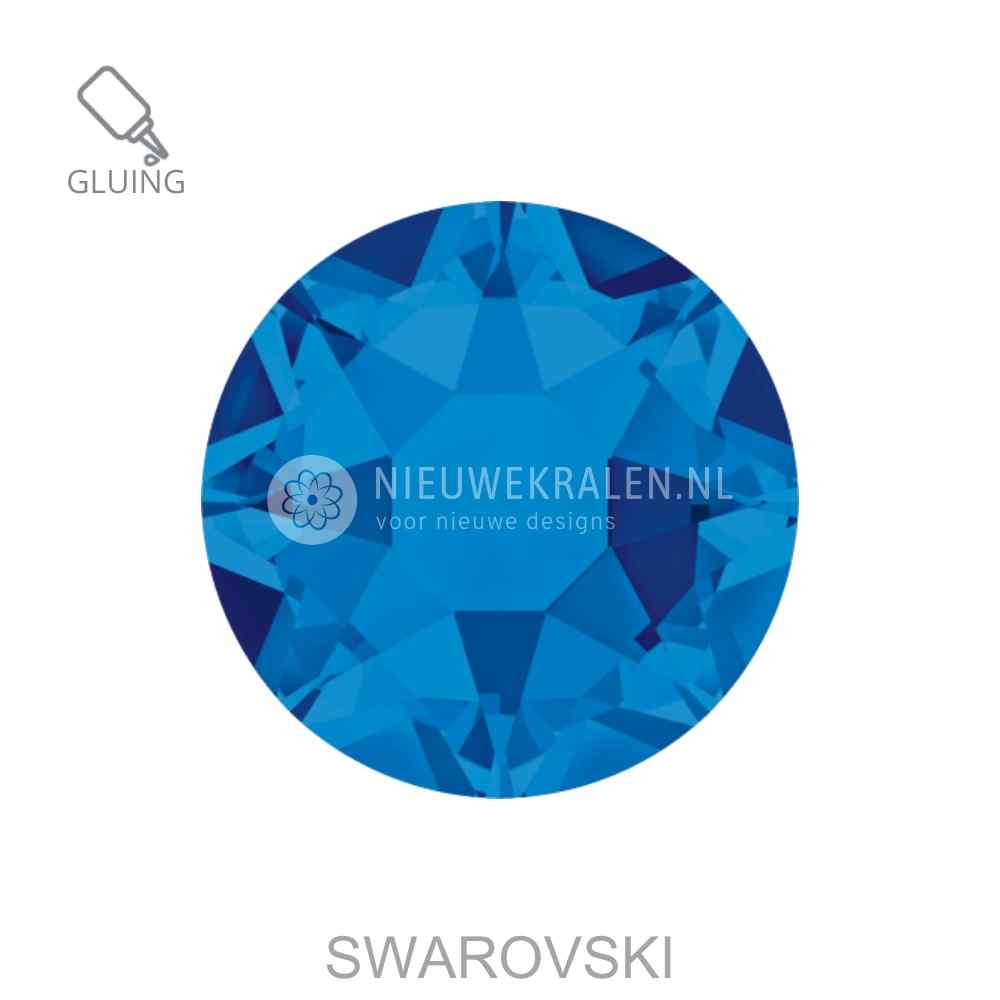 Swarovski plakstenen Non Hotfix SS16 Capri Blue – luxe flatback kristallen zonder lijmlaag in een heldere diepblauwe kristaltint.