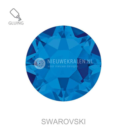 Swarovski plakstenen Non Hotfix SS16 Capri Blue – luxe flatback kristallen zonder lijmlaag in een heldere diepblauwe kristaltint.