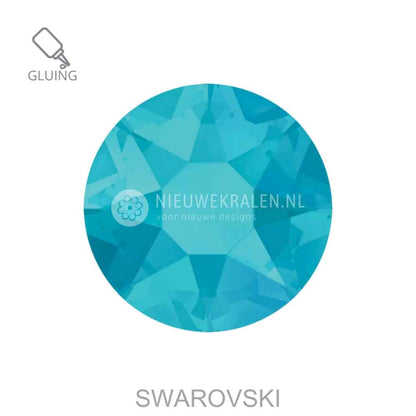 Swarovski plakstenen Non Hotfix SS16  Caribbean Blue Opal (394) – luxe flatback kristallen zonder lijmlaag in een  blauwgroene turquoise kristaltint.