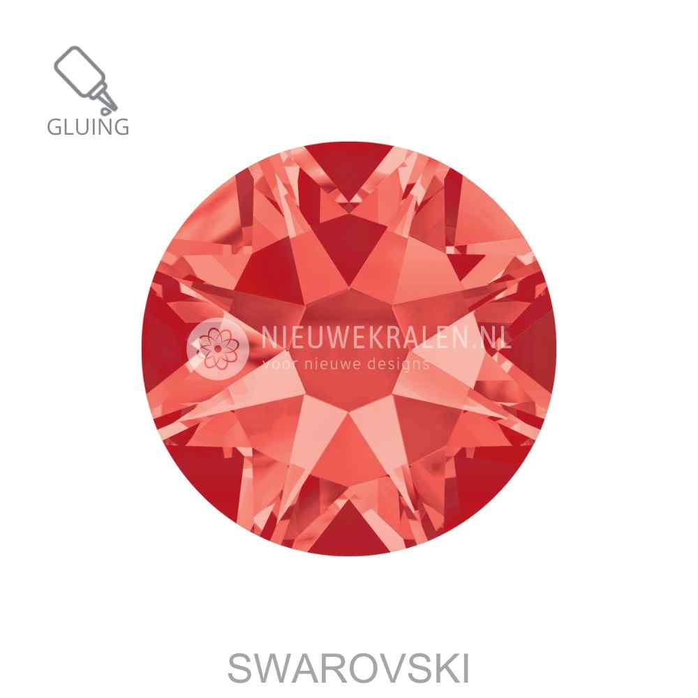 Swarovski plakstenen Non Hotfix SS16 Padparadscha (542) – luxe flatback kristallen zonder lijmlaag in een koraalroze tint.