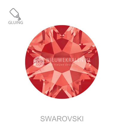 Swarovski plakstenen Non Hotfix SS16 Padparadscha (542) – luxe flatback kristallen zonder lijmlaag in een koraalroze tint.