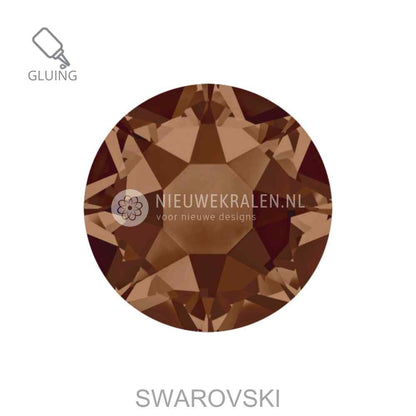 Swarovski plakstenen Non Hotfix SS16 Smoked Topaz (220) – luxe flatback kristallen zonder lijmlaag in een bruine topaas kristaltint.