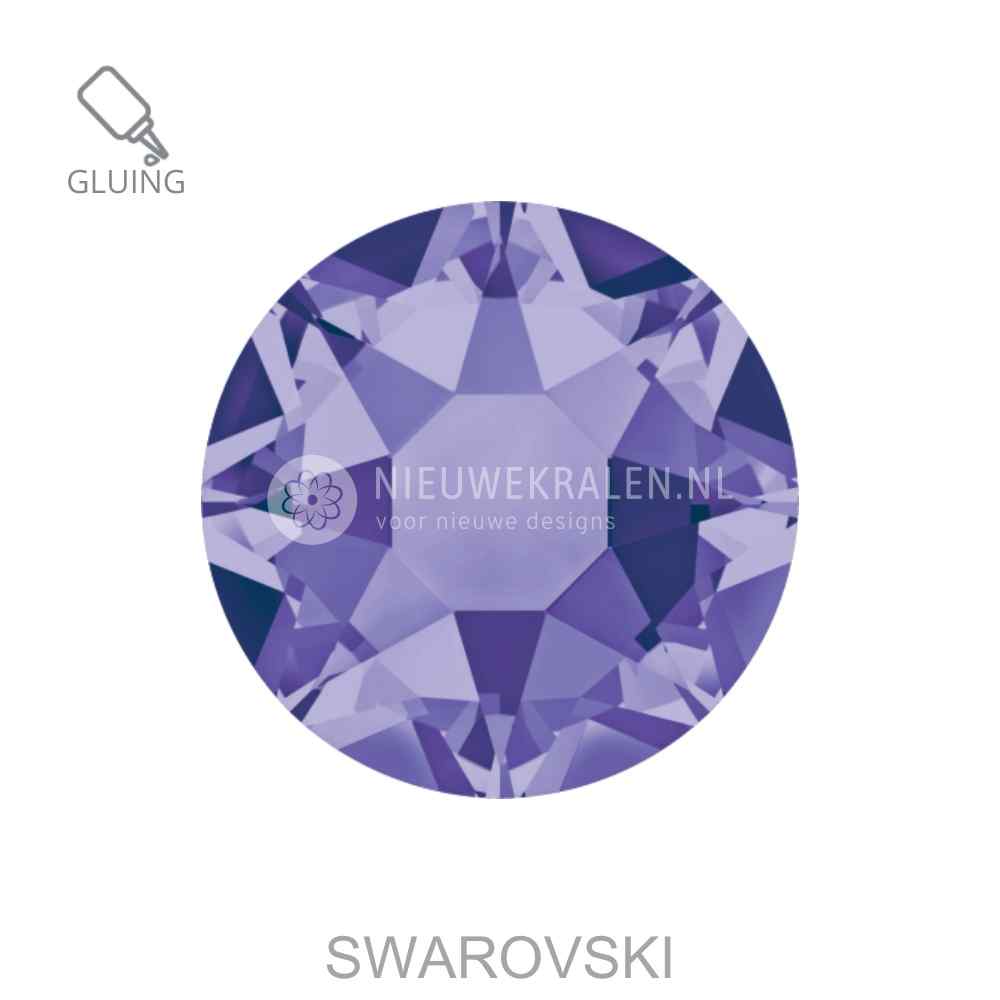 Swarovski plakstenen Non Hotfix SS16 Tanzanite (539) – luxe flatback kristallen zonder lijmlaag in een paarse kristaltint.