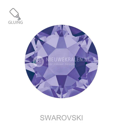 Swarovski plakstenen Non Hotfix SS16 Tanzanite (539) – luxe flatback kristallen zonder lijmlaag in een paarse kristaltint.