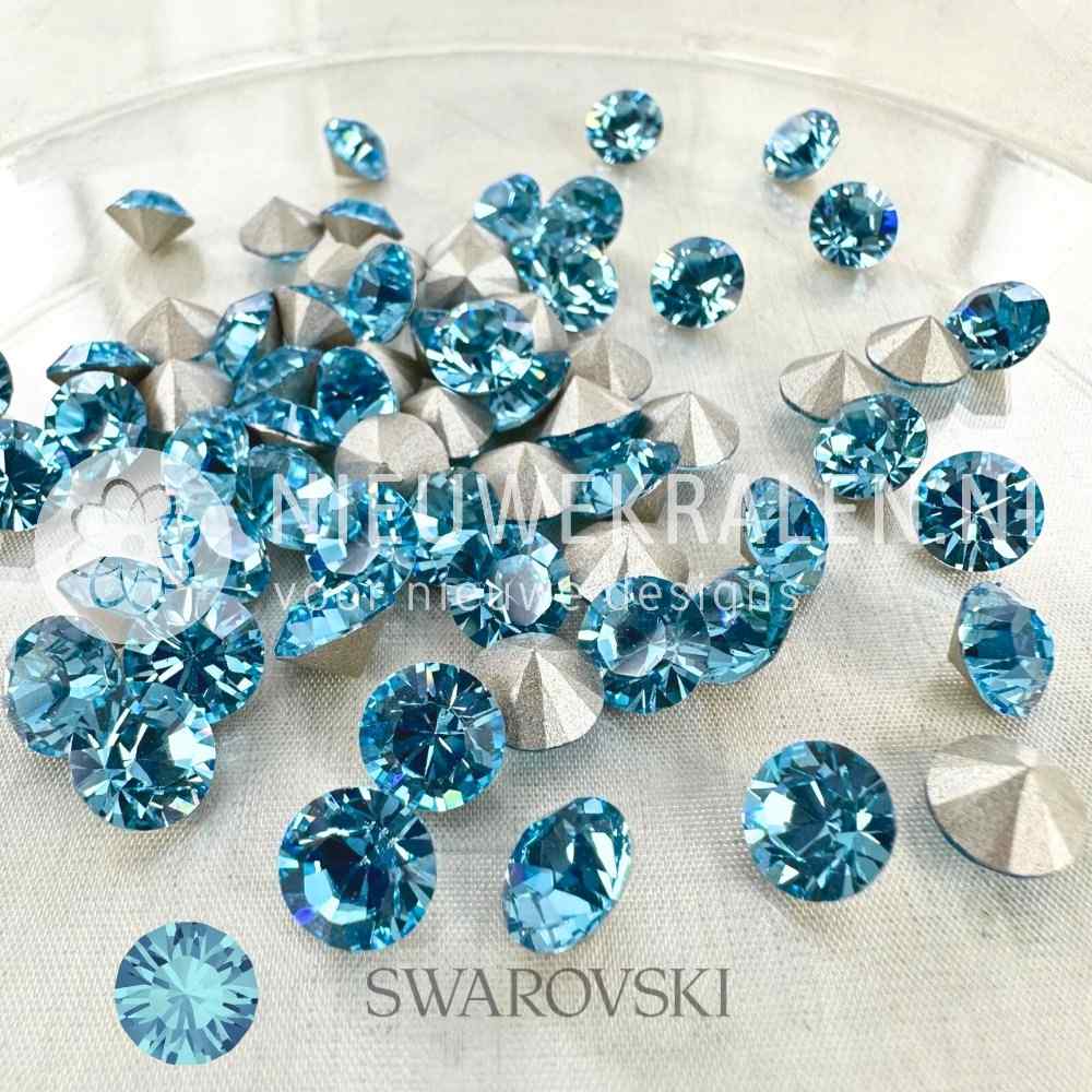Swarovski puntstenen SS39 (ca. 8 mm) Aquamarine – lichtblauwe Round Stones met schitterende glans, ideaal voor sieraden, accessoires en couture