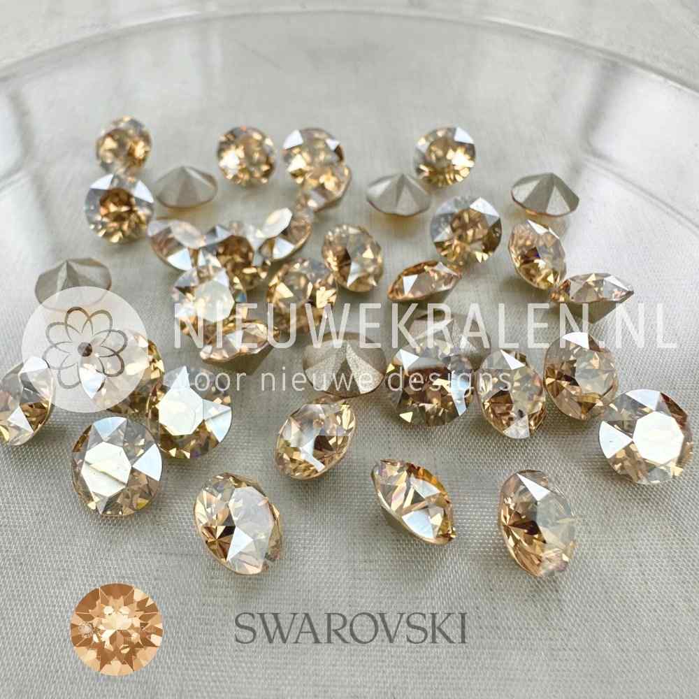 Swarovski puntstenen SS39 (ca. 8 mm) Crystal Golden Shadow – champagne-gouden Round Stones met zachte schittering, ideaal voor sieraden, accessoires en couture