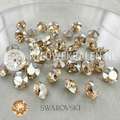 Swarovski puntstenen SS39 (ca. 8 mm) Crystal Golden Shadow – champagne-gouden Round Stones met zachte schittering, ideaal voor sieraden, accessoires en couture