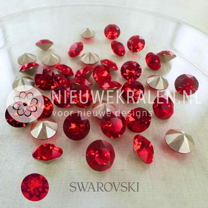 Swarovski puntstenen SS39 (ca. 8 mm) Light Siam – helderrode Round Stones met intense schittering, ideaal voor sieraden, accessoires en couture