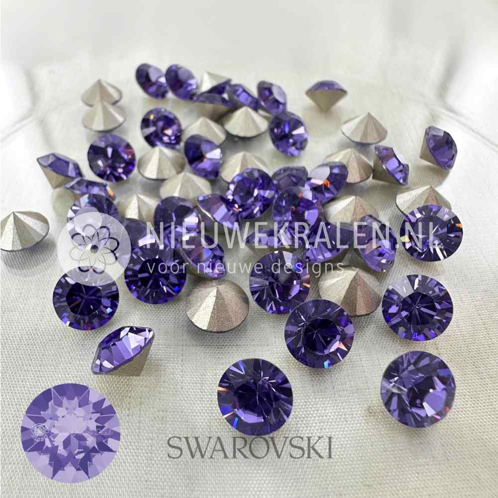 Swarovski puntstenen SS39 (ca. 8 mm) Tanzanite – paars-blauwe Round Stones met een chique en mysterieuze schittering, ideaal voor sieraden, accessoires en couture