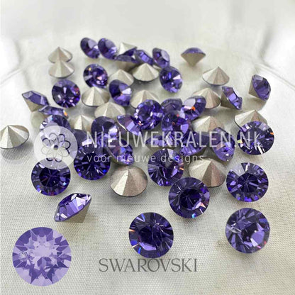 Swarovski puntstenen SS39 (ca. 8 mm) Tanzanite – paars-blauwe Round Stones met een chique en mysterieuze schittering, ideaal voor sieraden, accessoires en couture