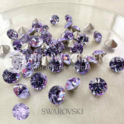 Swarovski puntstenen SS39 Violet – paarse Round Stones van ca. 8 mm, ideaal voor luxe sieraden, accessoires en couture
