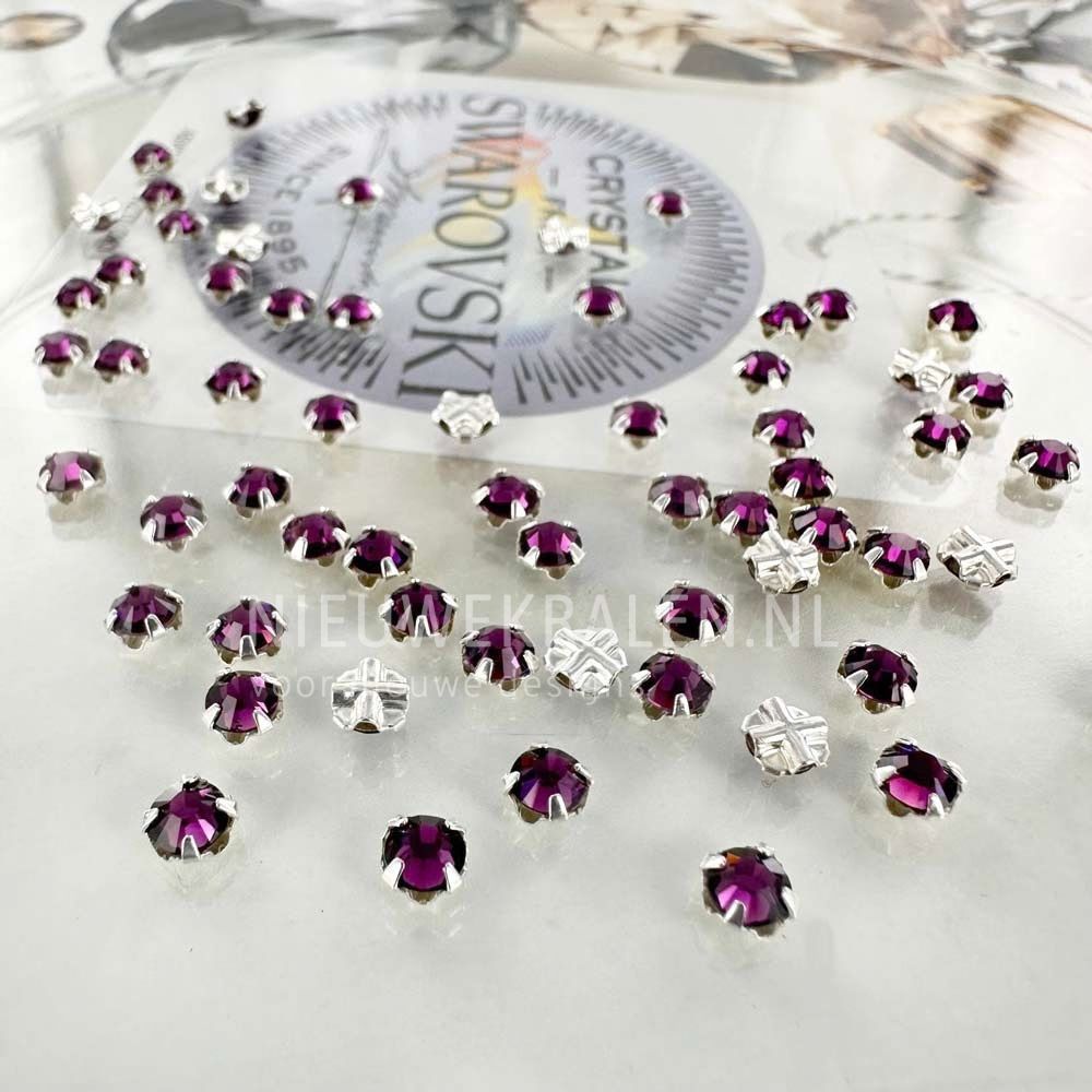 Swarovski Rose Montées SS16 Amethyst (204) in zilverkleurige setting