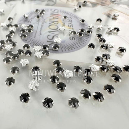 Swarovski Rose Montées SS16 Jet (280) in zilverkleurige setting