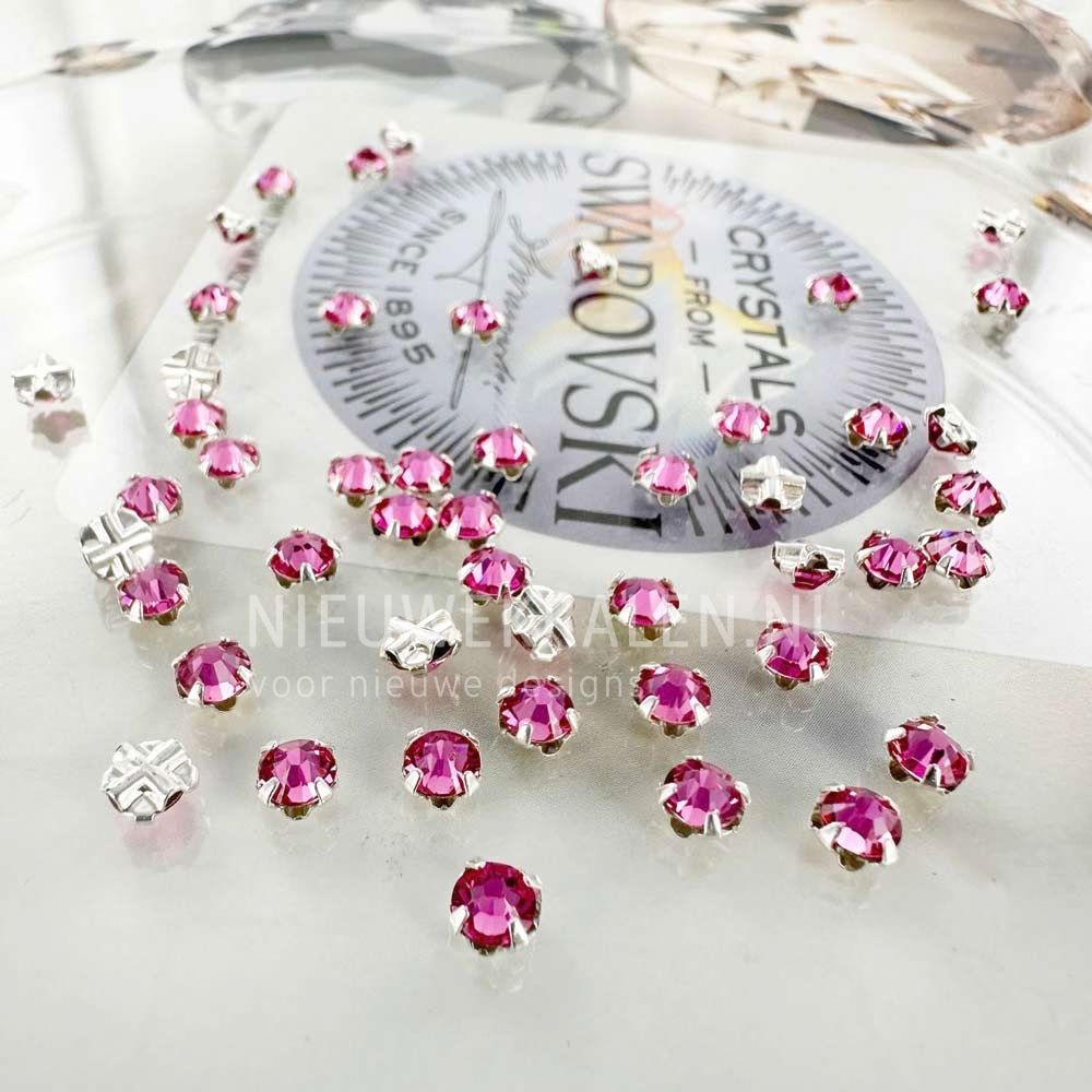 Swarovski Rose Montées SS16 Rose 209 in zilverkleurige setting