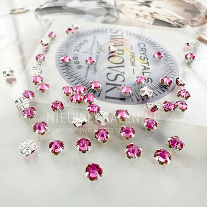 Swarovski Rose Montées SS16 Rose 209 in zilverkleurige setting