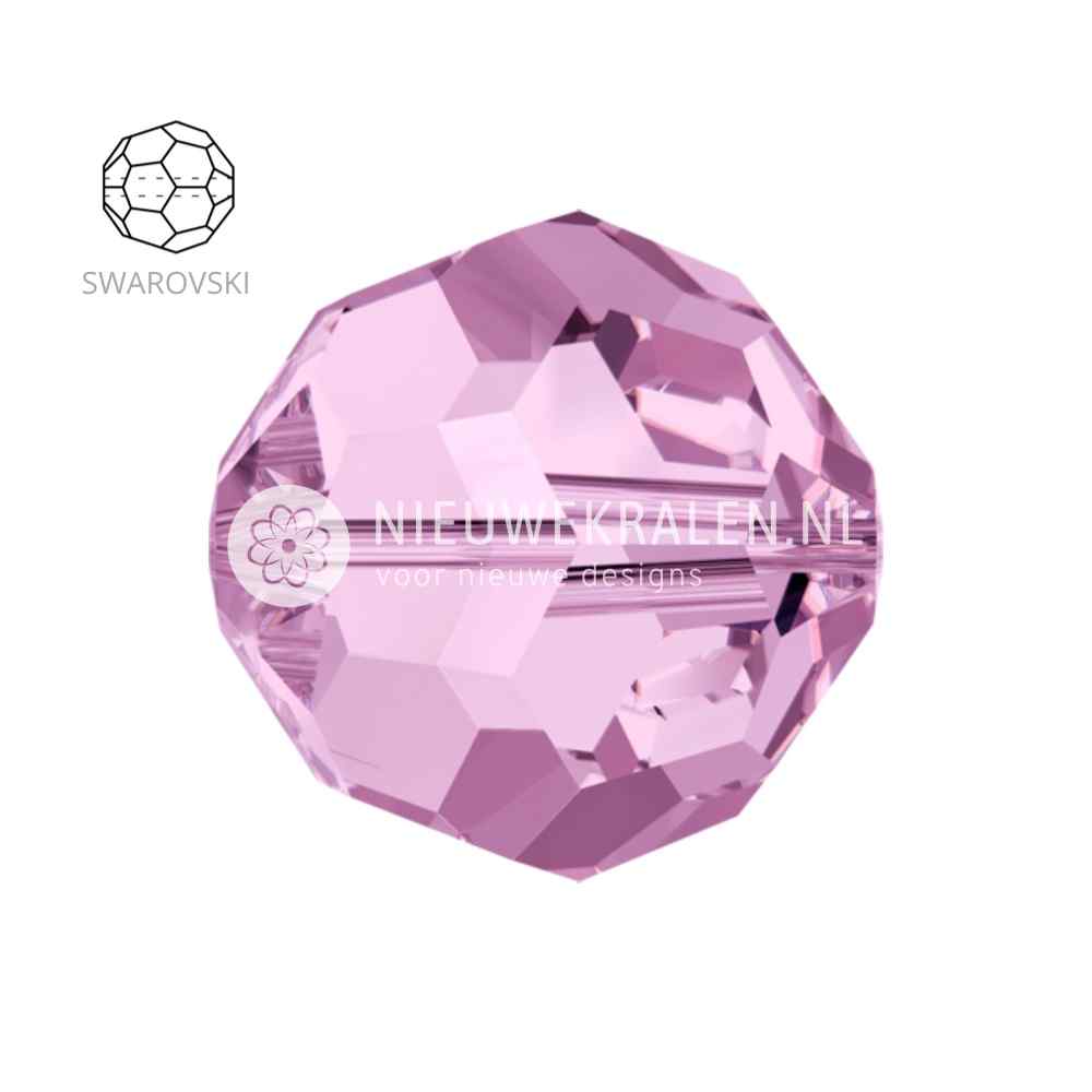 warovski Round Beads 6mm Light Amethyst (212), kristalkralen in een zachte, lichtpaarse kleur – facetgeslepen close-up productfoto.