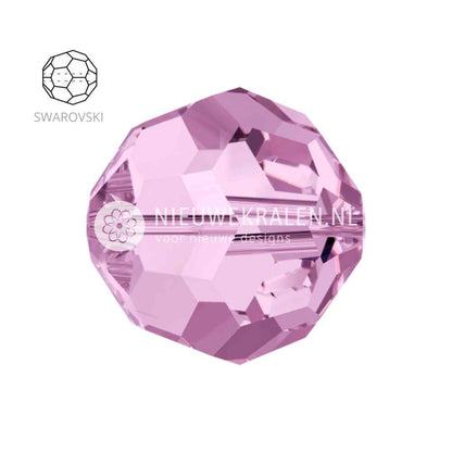 warovski Round Beads 6mm Light Amethyst (212), kristalkralen in een zachte, lichtpaarse kleur – facetgeslepen close-up productfoto.
