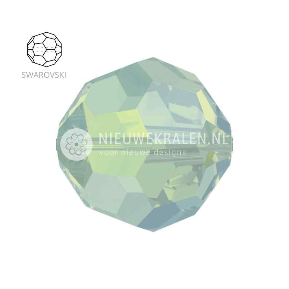 Swarovski Round Beads 6mm Pacific Opal (390) kristalkralen in zacht turquoise kleur – facetgeslepen close-up productfoto.
