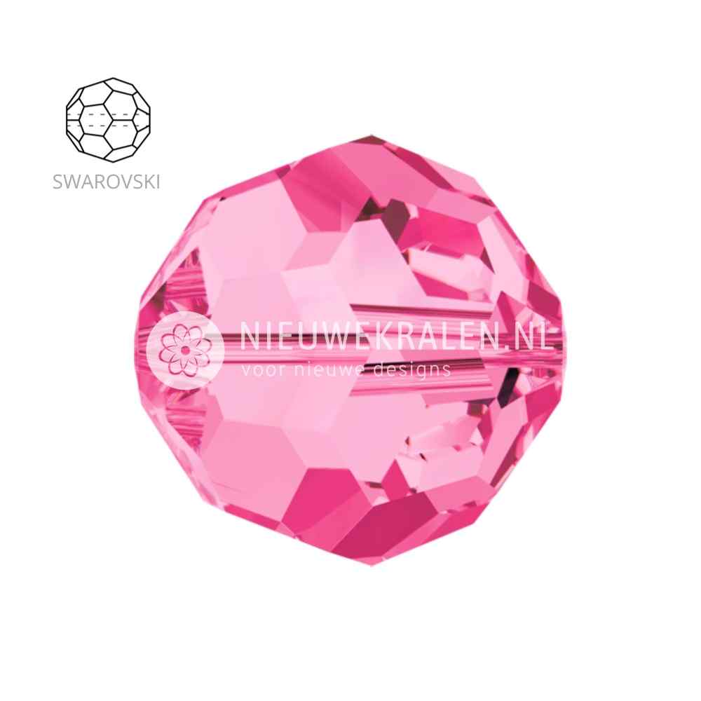 Swarovski Round Beads 6mm Rose (209) kristalkralen in een klassieke kleur roze – facetgeslepen close-up productfoto.