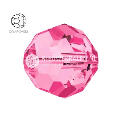 Swarovski Round Beads 6mm Rose (209) kristalkralen in een klassieke kleur roze – facetgeslepen close-up productfoto.
