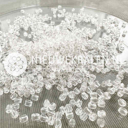 Tsjechische facet kralen 3 mm in de kleur crystal, transparant kristal kleur - Fire polished glaskralen van Preciosa.