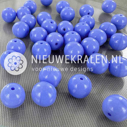 Tsjechische glaskralen rond 10mm lavendelblauw opaque – pressed beads Boheems glas