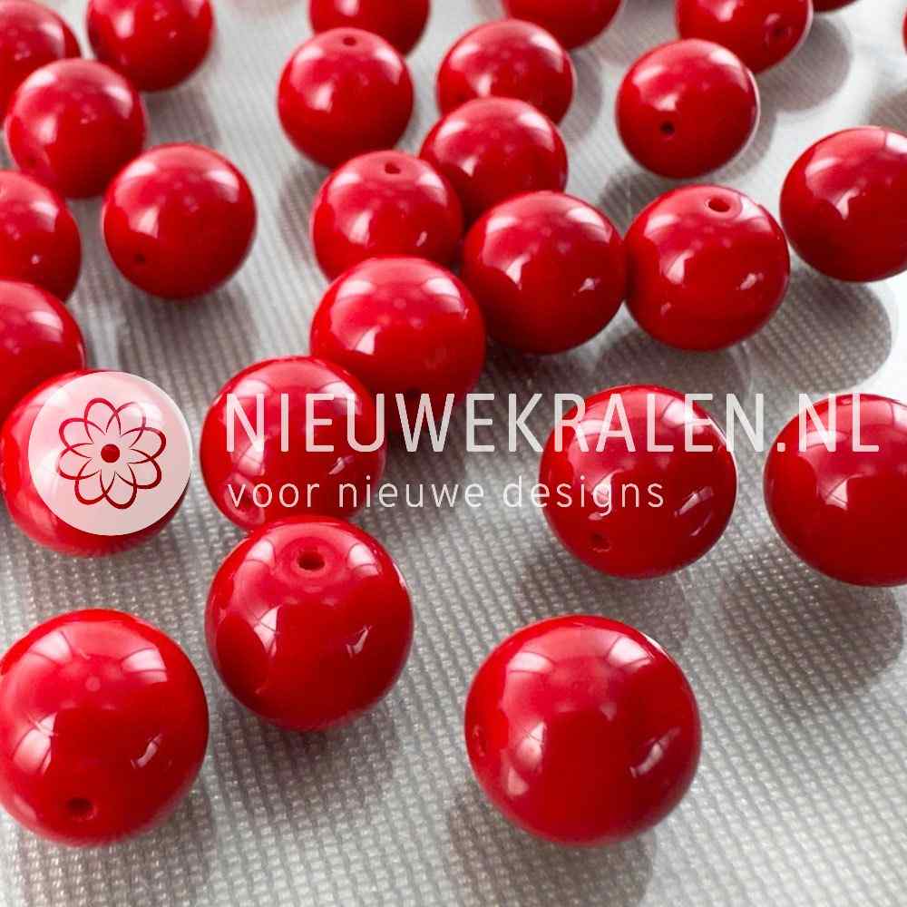Tsjechische glaskralen rond 10mm opaque rood – pressed beads Boheems glas