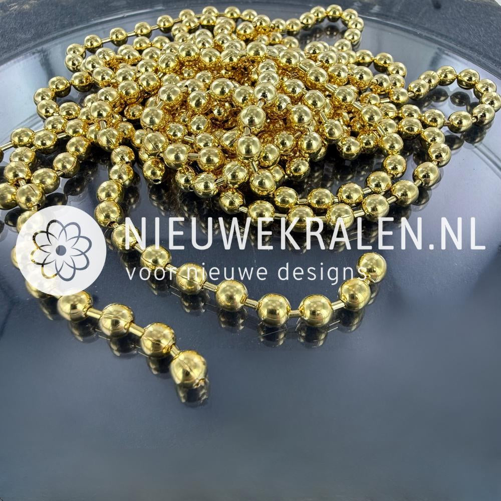 Vergulde kogelketting 4,5 mm ball chain 24K verguld met e-coating