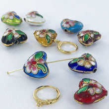 Afbeelding in Gallery-weergave laden, Cloisonne kralen hartje 16mm goud per stuk
