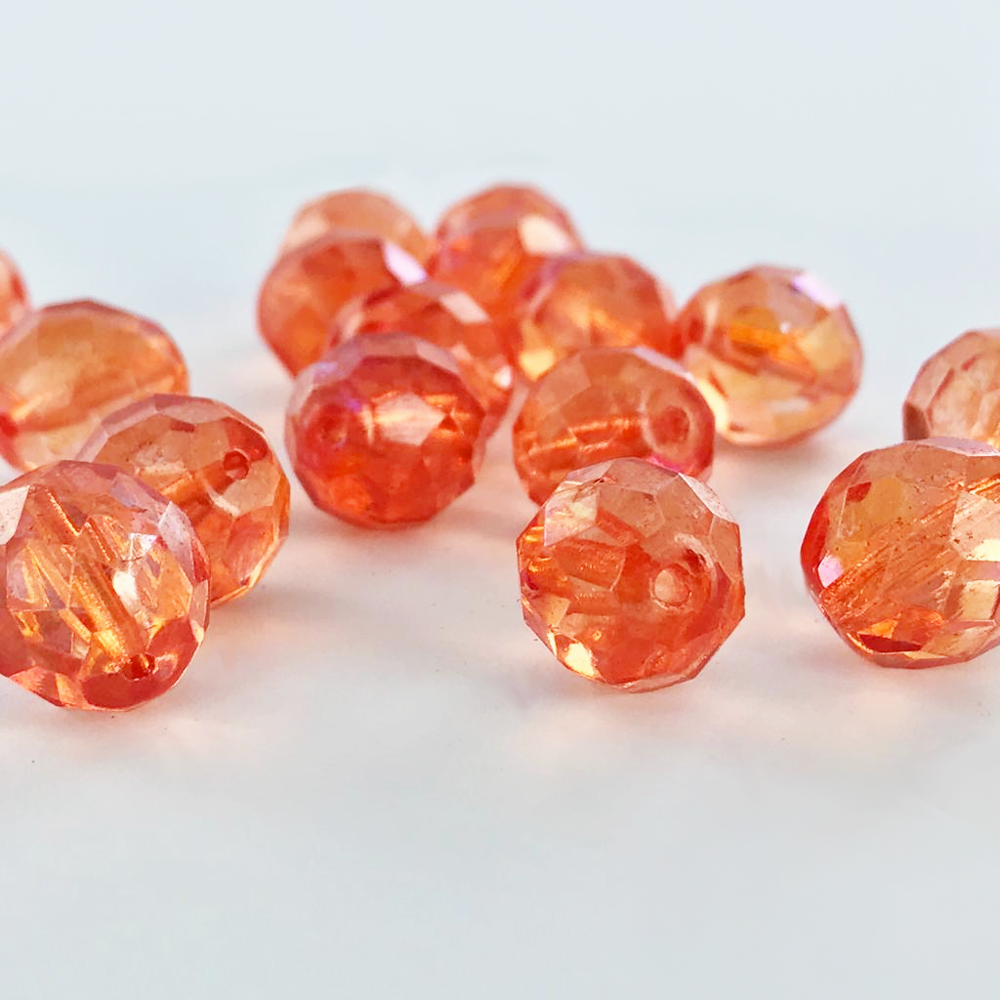 Facet kralen rond 12mm oranje per 1 stuk