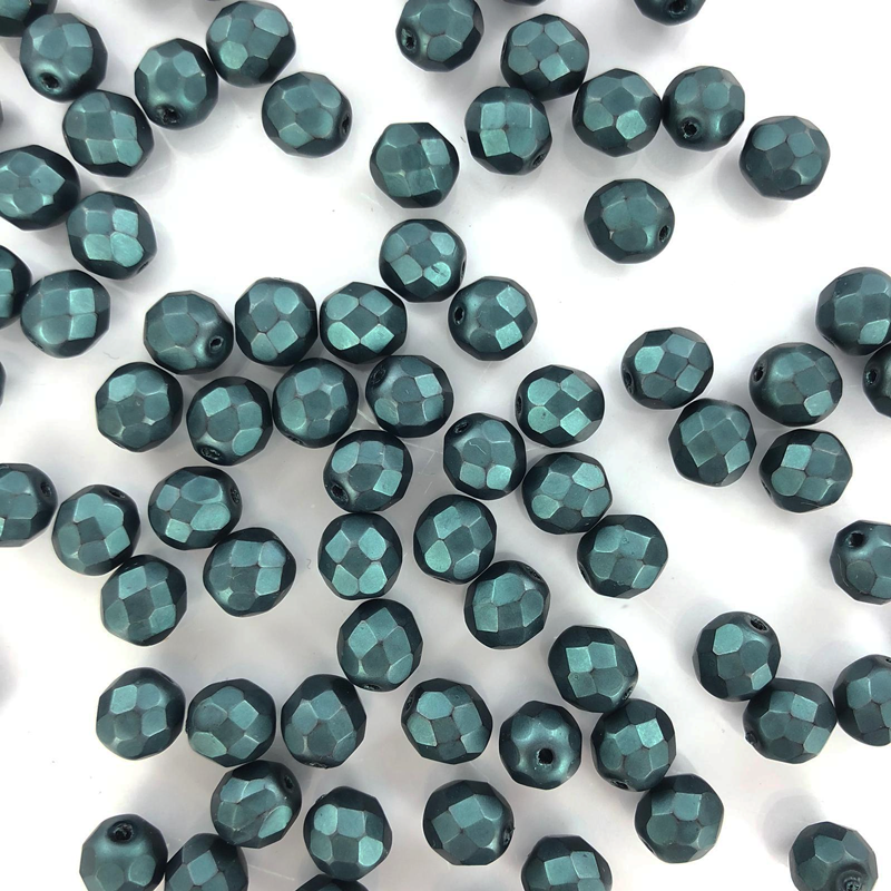Facet kralen 8mm metallic mat groen per 10 stuks