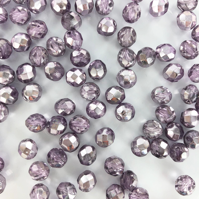 Facet kralen 8mm metallic paars per 10 stuks