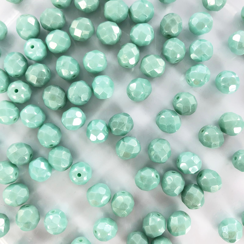 Facet kralen 8mm turquoise per 10 stuks