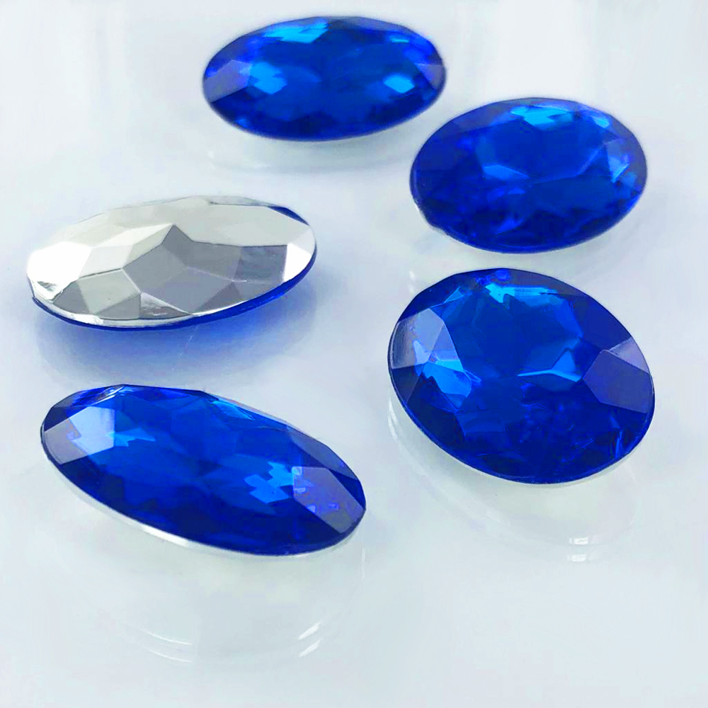 Fancy stones facet ovaal kunststof 25mm x 18mm blauw Nieuwekralen