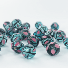Afbeelding in Gallery-weergave laden, Glaskralen barok art deco blauw roze per stuk
