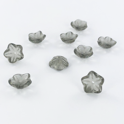 Glaskralen bloem 10mm grijs per 4 stuks