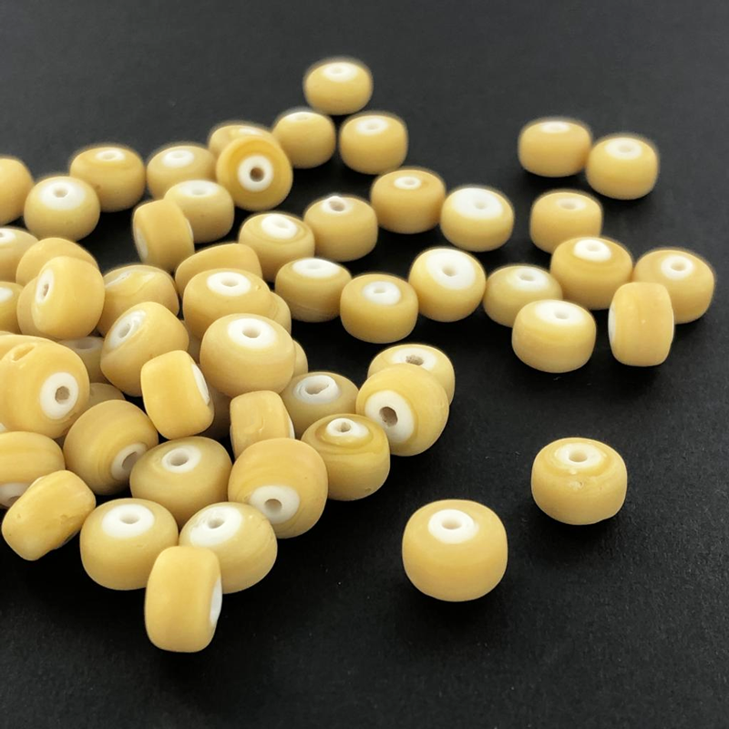 Glaskralen cilinder 7mm mat beige per 10 gram