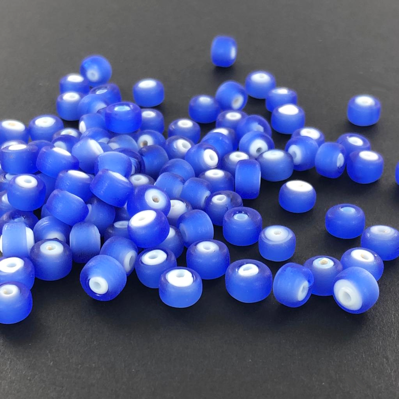 Glaskralen cilinder 7mm mat blauw per 10 gram