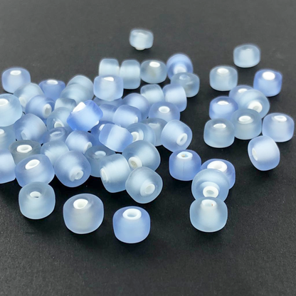 Glaskralen cilinder 7mm mat blauw per 10 gram