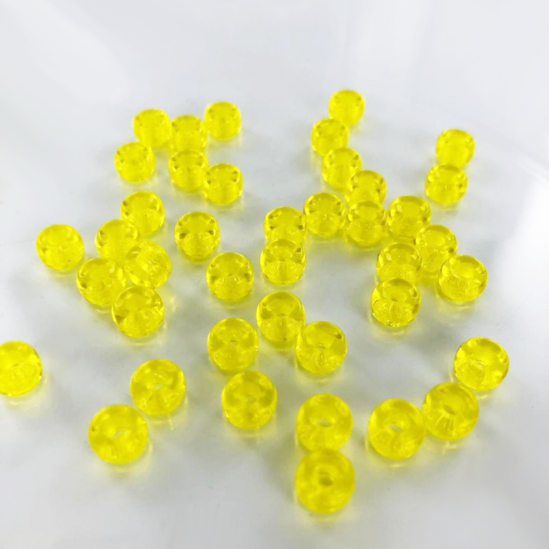 Glaskralen groot gat 6mm geel per 10 stuks