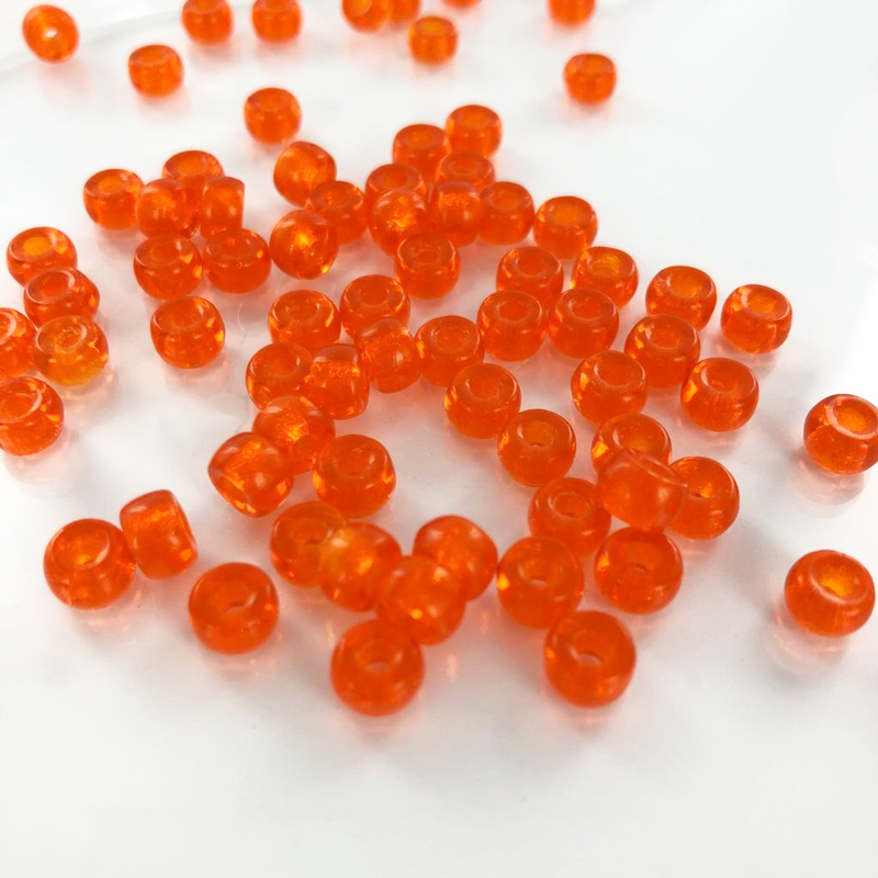 Glaskralen groot gat 6mm oranje per 10 stuks