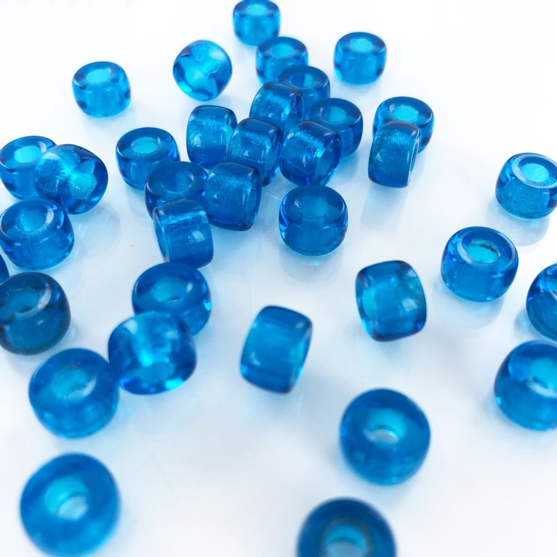Glaskralen groot gat 9mm blauw per 10 stuks