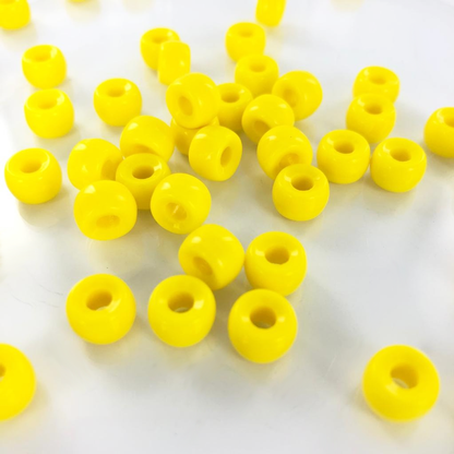 Glaskralen groot gat 9mm geel per 10 stuks