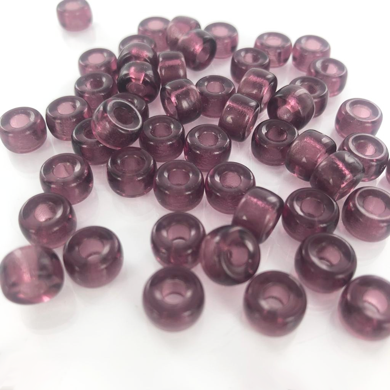 Glaskralen groot gat 9mm paars per 10 stuks