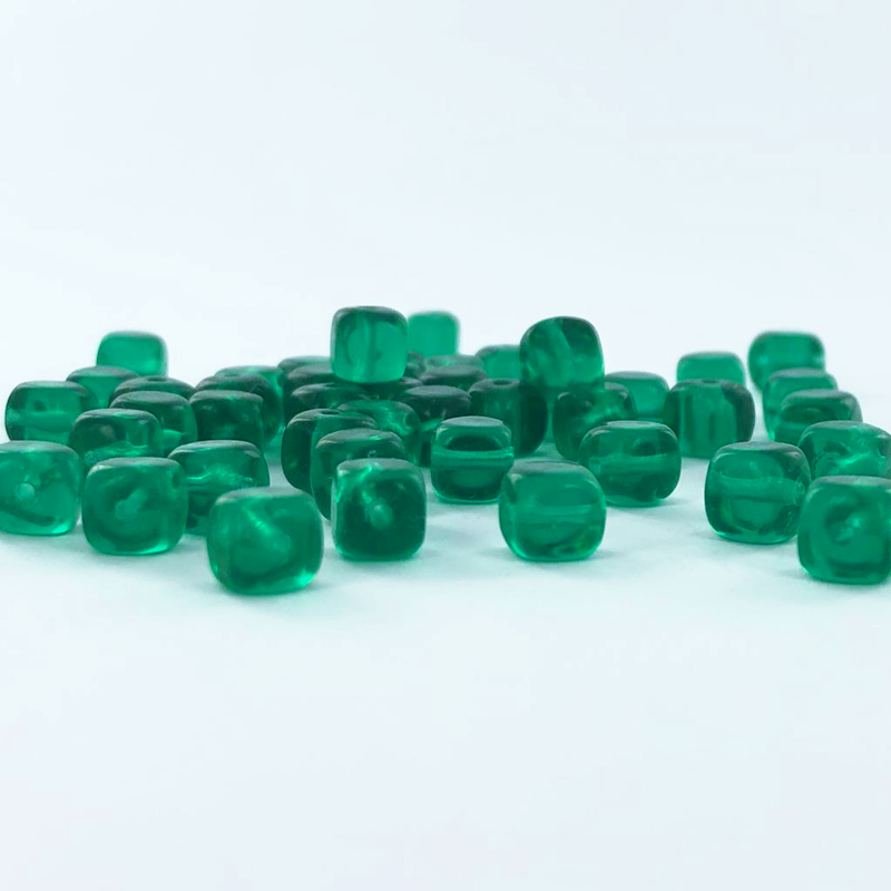 Glaskralen rechthoek 6mm groen per 2 stuks