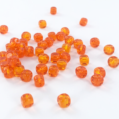 Glaskralen rechthoek 6mm oranje per 2 stuks