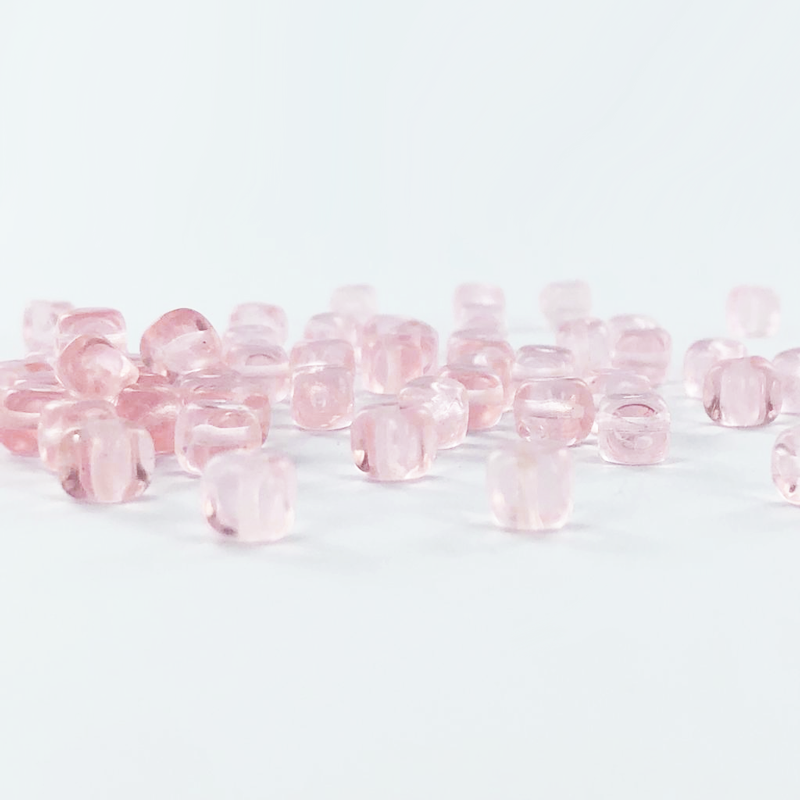 Glaskralen rechthoek 6mm roze per 2 stuks
