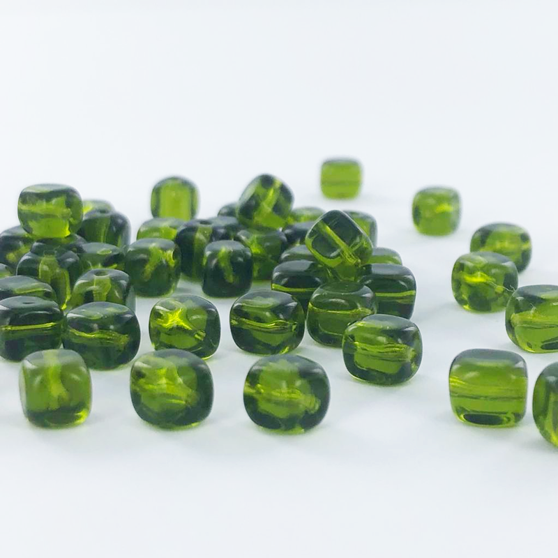 Glaskralen rechthoek 7mm groen per 2 stuks