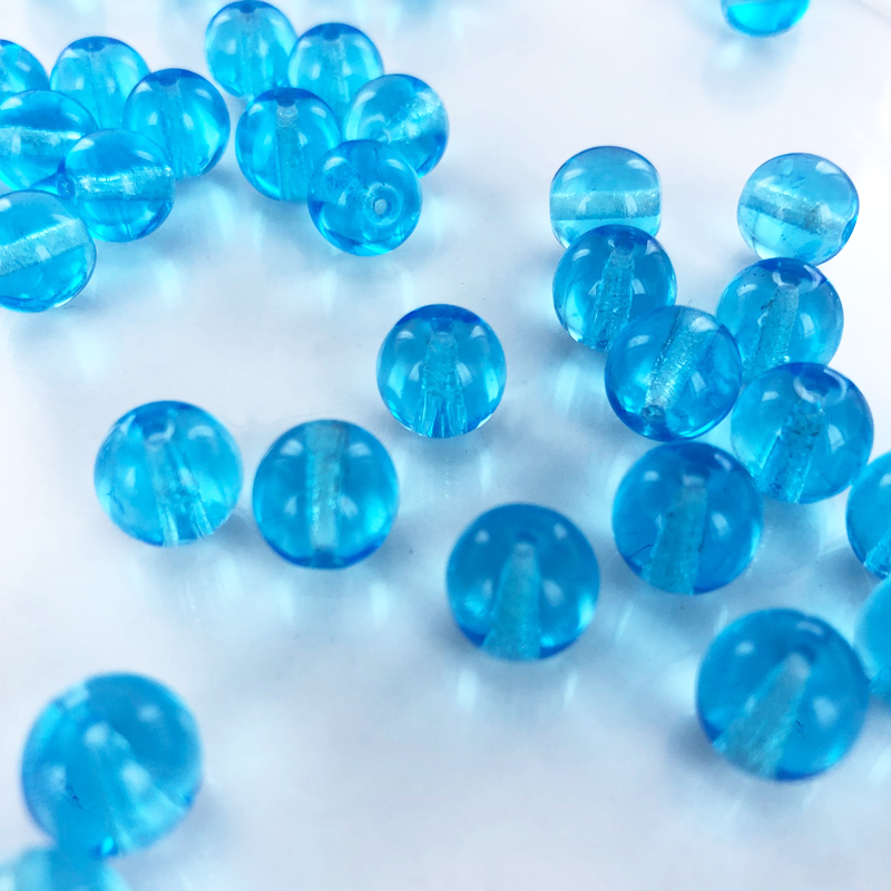 Glaskralen rond blauw 10mm per 5 stuks